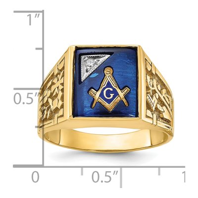 Men's 10K Two-Tone Gold Diamond Masonic Ring – view 8