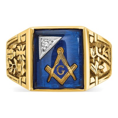 Men's 14K Two-Tone Gold Diamond Masonic Lodge Ring – view 4