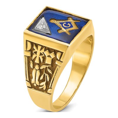 Men's 14K Two-Tone Gold Diamond Masonic Lodge Ring – view 6