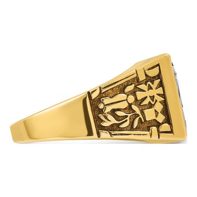 Men's 14K Two-Tone Gold Diamond Masonic Lodge Ring – view 7