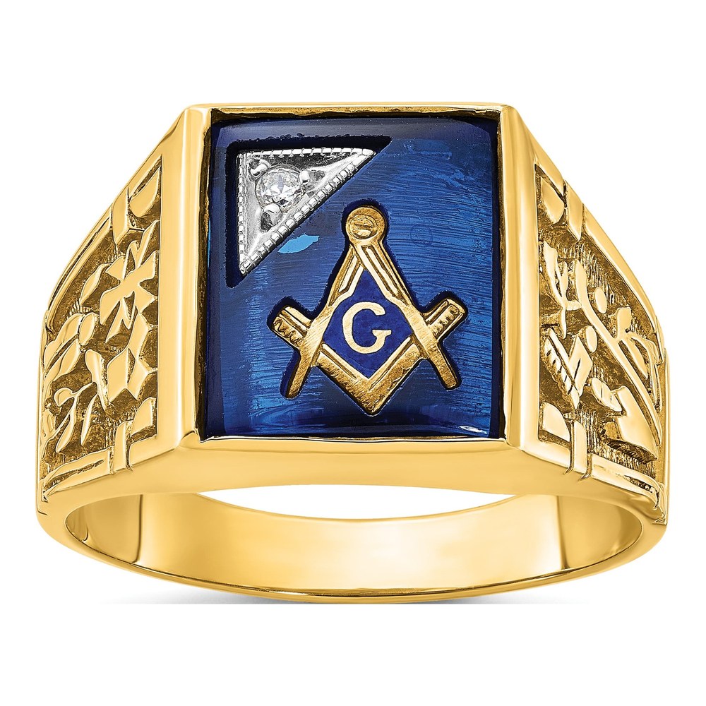 Men's 14K Two-Tone Gold Diamond Masonic Lodge Ring
