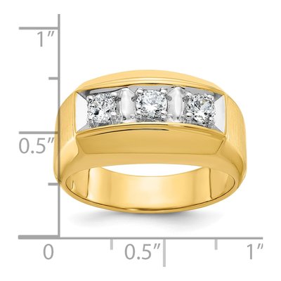 Men's 14K Two-Tone Gold 3-Stone Diamond Ring Mounting – view 3