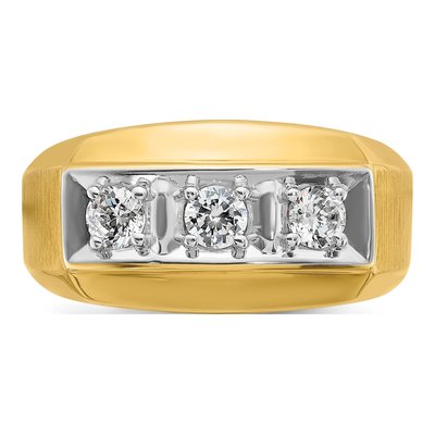 Men's 14K Two-Tone Gold 3-Stone Diamond Ring Mounting – view 6