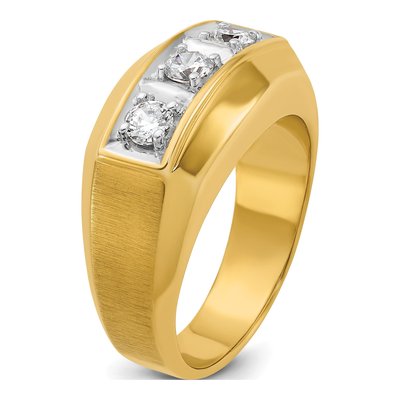 Men's 14K Two-Tone Gold 3-Stone Diamond Ring Mounting – view 8