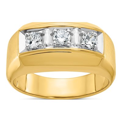 Men's 14K Two-Tone Gold 3-Stone Diamond Ring Mounting