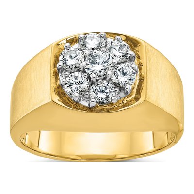 Men's 10K Two-Tone Gold 1 ct tw Diamond Cluster Ring