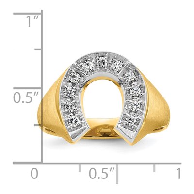 Men's 10K Two-Tone Gold Diamond Horseshoe Ring Mounting – view 3