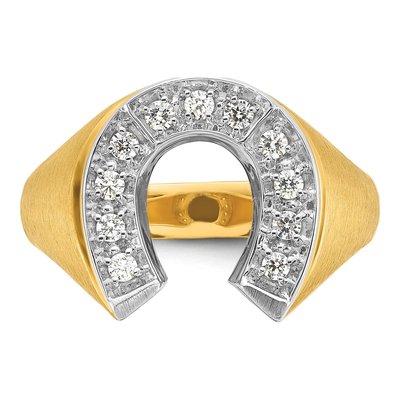 Men's 10K Two-Tone Gold Diamond Horseshoe Ring Mounting – view 6