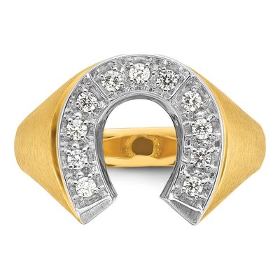 Men's 14K Two-Tone Gold Diamond Horseshoe Ring Mounting – view 6