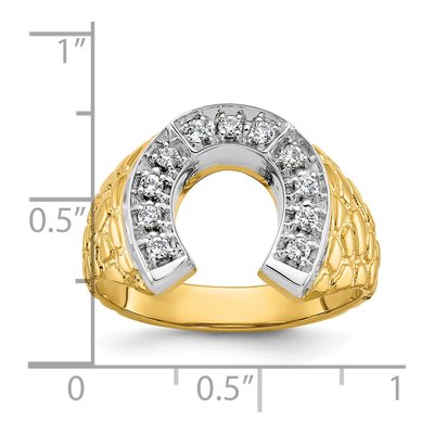 Men's 10K Two-Tone Gold Horseshoe Nugget Ring Mounting – view 3