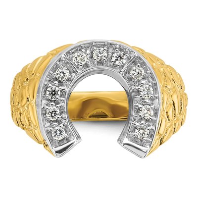 Men's 10K Two-Tone Gold Horseshoe Nugget Ring Mounting – view 6