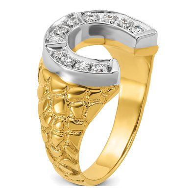Men's 10K Two-Tone Gold Horseshoe Nugget Ring Mounting – view 8