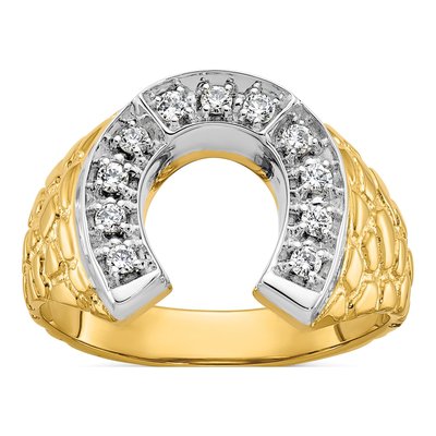 Men's 10K Two-Tone Gold Horseshoe Nugget Ring Mounting