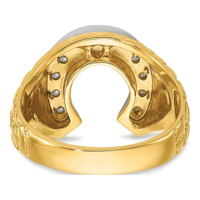 Men's 10K Two-Tone Gold 1/5 ct tw Diamond Horseshoe Nugget Ring – view 7