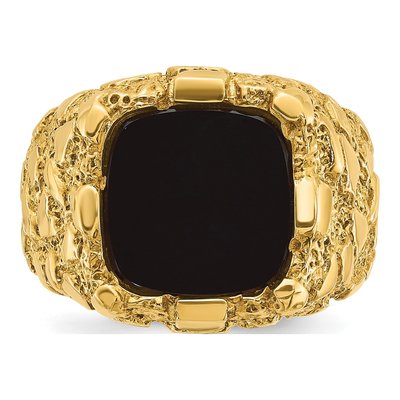 Men's 10K Yellow Gold Onyx Nugget Ring – view 4