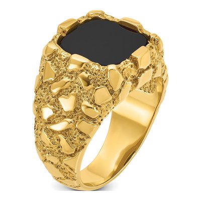 Men's 10K Yellow Gold Onyx Nugget Ring – view 6