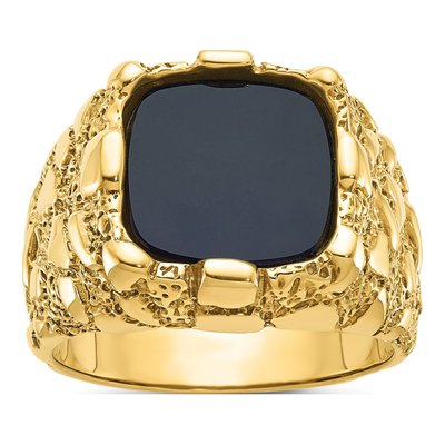 Men's 10K Yellow Gold Onyx Nugget Ring
