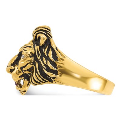 Men's 10K Yellow Gold 1/20 ct tw Ruby & Diamond Lion Ring – view 5