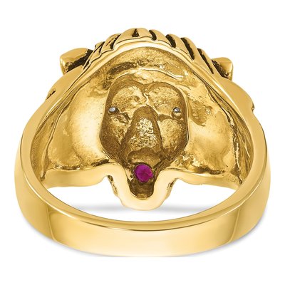 Men's 10K Yellow Gold 1/20 ct tw Ruby & Diamond Lion Ring – view 7