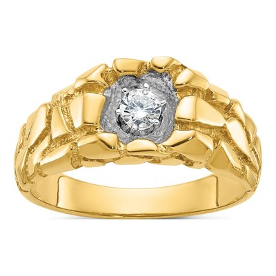 Men's 14K Yellow Gold Diamond Nugget Ring Mounting