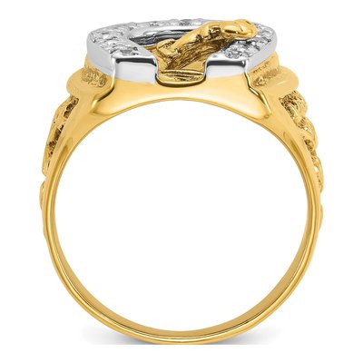 Men's 10K Two-Tone Gold Diamond Horse Horseshoe Ring Mounting – view 2