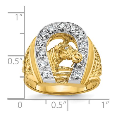 Men's 10K Two-Tone Gold Diamond Horse Horseshoe Ring Mounting – view 3