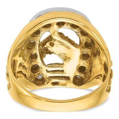 Men's 10K Two-Tone Gold Diamond Horse Horseshoe Ring Mounting – view 7