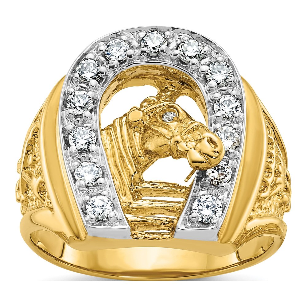 Men's 14K Two-Tone Gold Horse Horseshoe Diamond Ring Mounting
