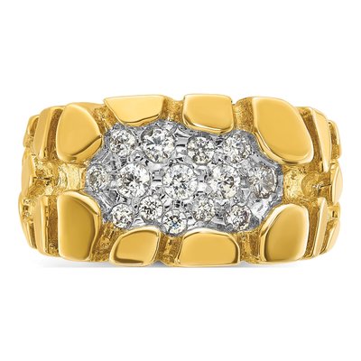 Men's 14K Yellow Gold 1/2 ct tw Diamond Nugget Ring – view 6