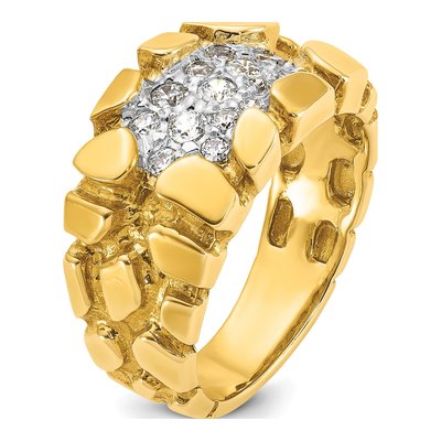 Men's 14K Yellow Gold 1/2 ct tw Diamond Nugget Ring – view 8