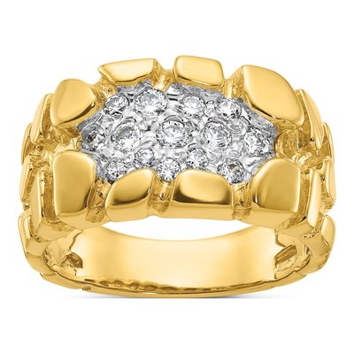 Men's 14K Yellow Gold 1/2 ct tw Diamond Nugget Ring
