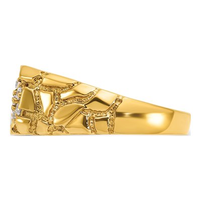 Men's 10K Yellow Gold Diamond Nugget Ring Mounting – view 4