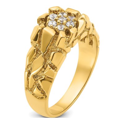 Men's 10K Yellow Gold Diamond Nugget Ring Mounting – view 7