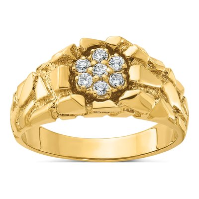 Men's 14K Yellow Gold Diamond Nugget Ring Mounting