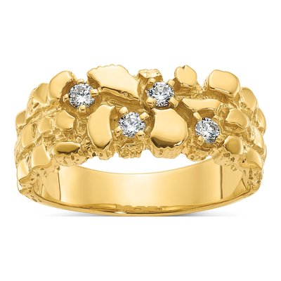 Men's 10K Yellow Gold 1/3 ct tw Diamond Nugget Ring