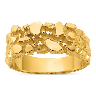 Men's 14K Yellow Gold Diamond Nugget Ring Mounting
