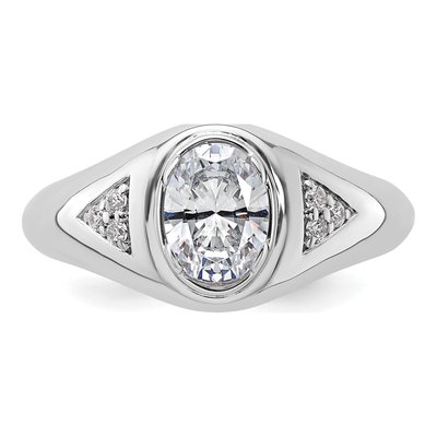 Men's 14K White Gold Lab-Grown Diamond Oval Center Ring Semi-Mount – view 5