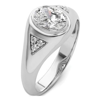 Men's 14K White Gold Lab-Grown Diamond Oval Center Ring Semi-Mount – view 7