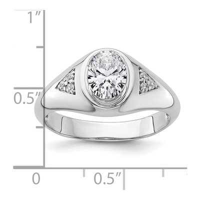 Men's 14K White Gold Lab-Grown Diamond Oval Center Ring Semi-Mount – view 8