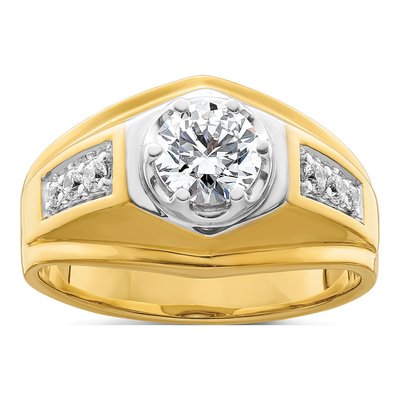 14K Two-Tone Men's 1 1/5ct Lab-Grown Diamond Ring