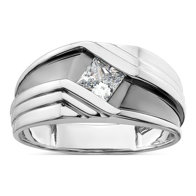 Men's 14K White Gold 1/2 ct tw Lab-Grown Diamond Ring