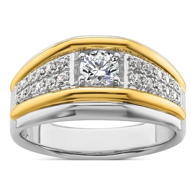 Men's 14K Two-Tone Gold 1/2 ct tw Lab-Grown Diamond Three Ring