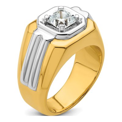 Men's 14K Two-Tone Gold 1 ct tw Lab-Grown Diamond Cushion Ring – view 7