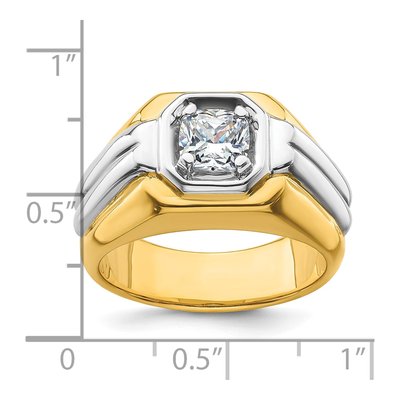Men's 14K Two-Tone Gold 1 ct tw Lab-Grown Diamond Cushion Ring – view 8
