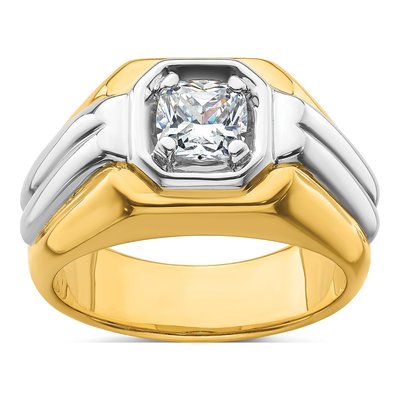 Men's 14K Two-Tone Gold 1 ct tw Lab-Grown Diamond Cushion Ring