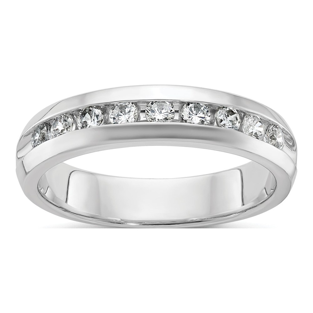 Ibgoodman 14K White Gold Rhodium-Plated 1/2 Carat Lab Grown Diamond Vs/si+ G+ Nine Stone Complete Polished Men's Ring
