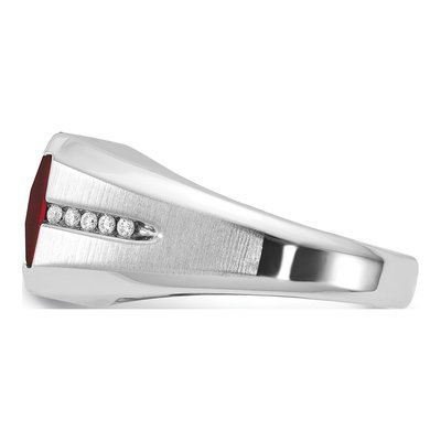 Men's 14K White Gold Garnet Diamond Ring Mounting – view 6