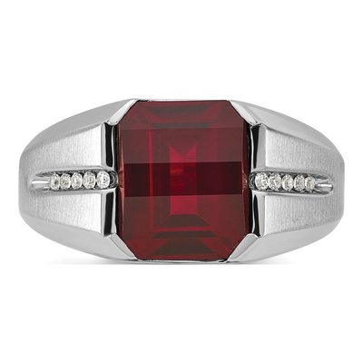 Men's 14K White Gold Garnet Diamond Ring Mounting – view 7
