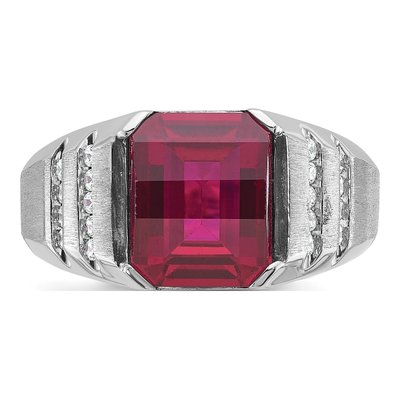Men's 14K White Gold Ruby Diamond Ring Mounting – view 7