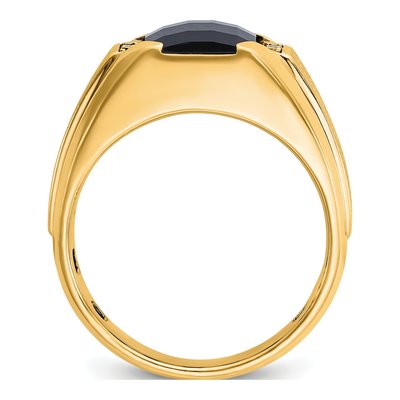Men's 10K Yellow Gold Onyx & Diamond Ring – view 2
